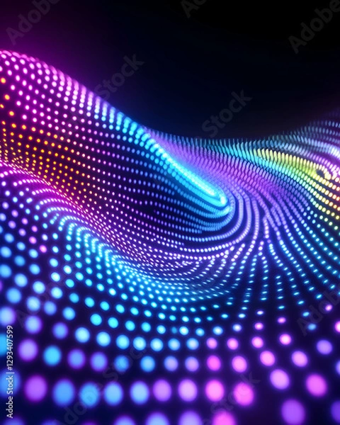 Fototapeta Abstract colorful wave of glowing dots