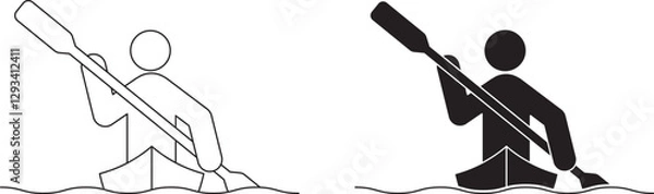 Fototapeta front view kayaking icon set