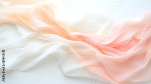 Fototapeta Soft elegant fabric in pastel shades of pink and cream, creating a gentle and serene visual texture.