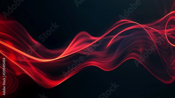 Obraz Abstract red flowing lines on dark background