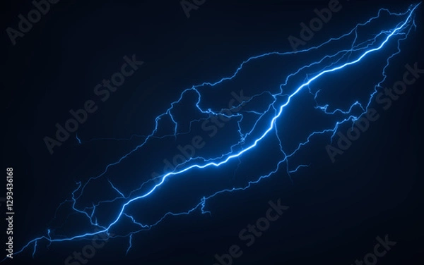 Obraz Blue lightning with dark background, 3d rendering.