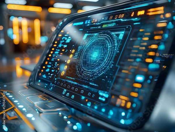 Fototapeta Futuristic Tech Interface 3D Render