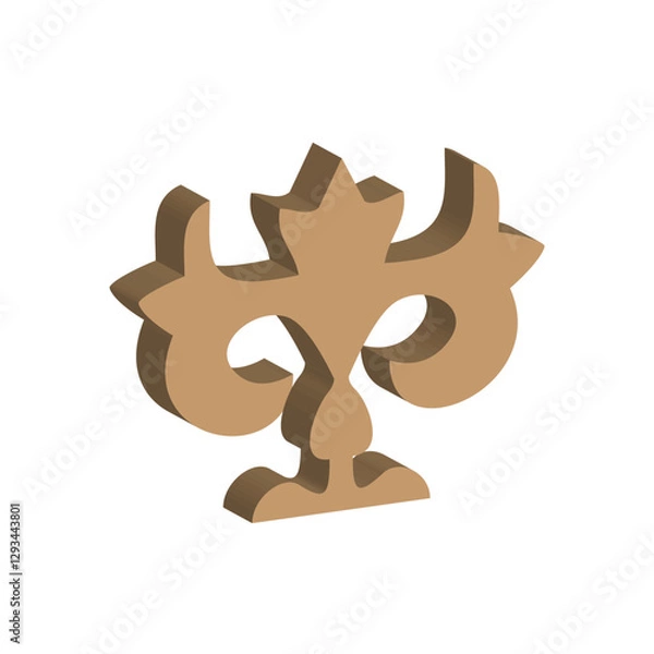Obraz 3D shape object kazakh symbol ornament. Vector illustration
