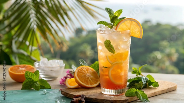 Fototapeta Refreshing Citrus Mint Cooler – A Tropical Summer Treat