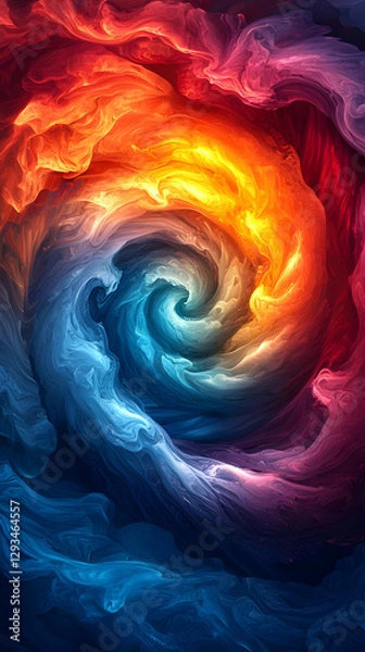 Fototapeta Abstract Swirling Fire and Ice Digital Painting