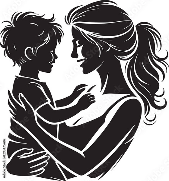 Obraz Mother & Child Silhouette Vector Art Set