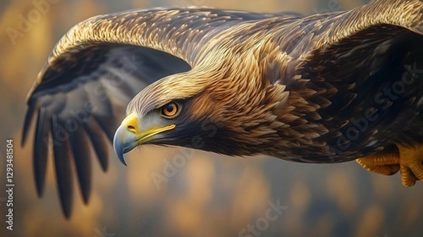 Fototapeta Photograph of a golden eagle in majestic flight.