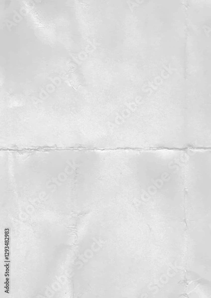 Fototapeta Blank folded light gray paper sheet. Empty crumpled white grey paper background texture 