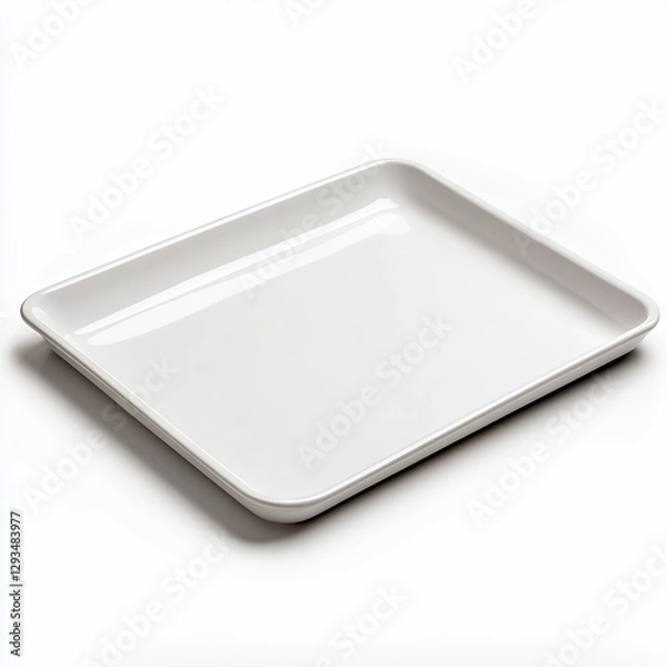 Fototapeta White Rectangular Serving Tray on White Background