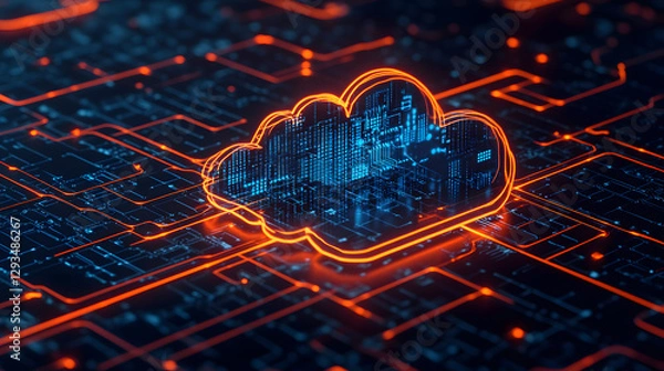 Fototapeta Ai-driven cloud security system enhancing oracle technology digital environment data protection futuristic viewpoint