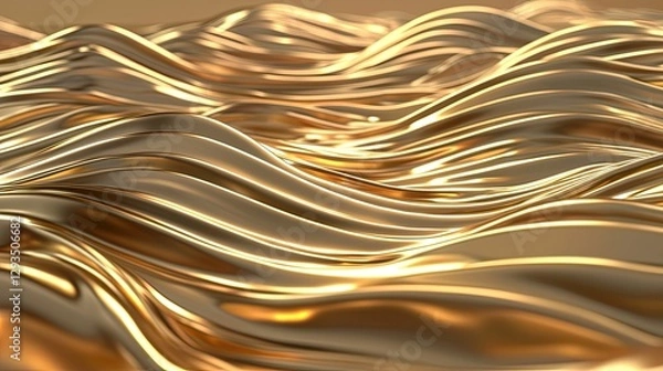 Fototapeta Golden Waves of Soft Smooth Fluid Texture in Bright Light