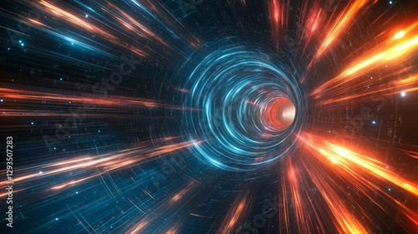 Obraz A time-travel wormhole surrounded by streaks of light