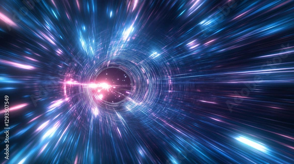 Obraz A time-travel wormhole surrounded by streaks of light
