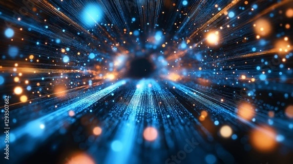 Obraz A time-travel wormhole surrounded by streaks of light