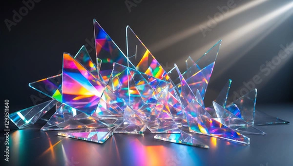 Obraz Prismatic glass shard refraction