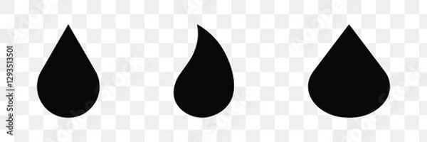Obraz Water drop black icon. Droplet water shapes logo, collection.