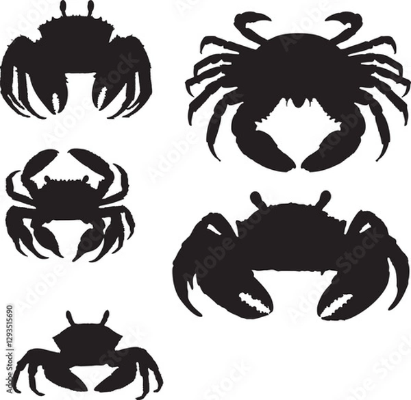 Obraz Crab Silhouettes Vector Set - Marine and Seafood Design Elements