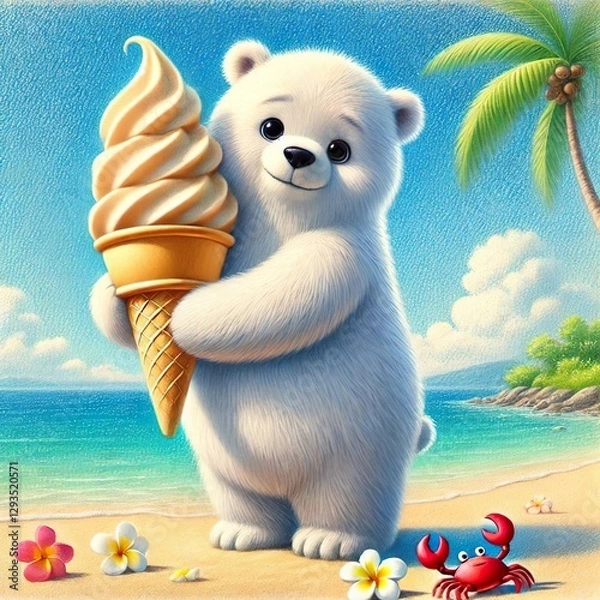 Obraz くまさんはソフトクリームが大好き