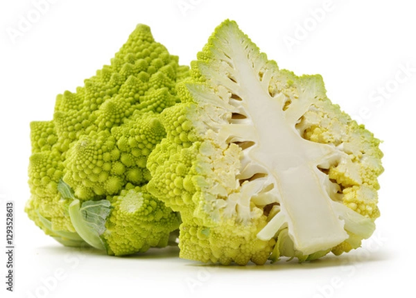 Obraz Romanesco broccoli cabbage (or Roman Cauliflower) isolated on white background