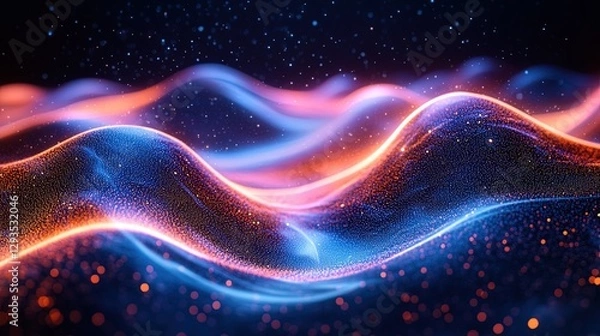Obraz Quantum field swirling with particles and vibrant energy waves, mesmerizing and abstract 