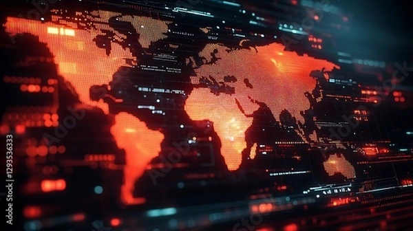 Fototapeta Global Network Security Threat Display