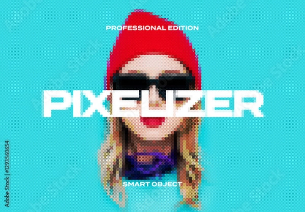 Obraz Pixel Art Pixelizer Pixelate Photo Effect Paper Texture Template Mockup Overlay Style