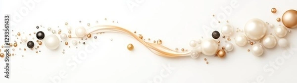 Fototapeta Elegant Decorative Elements with Pearls and Bubbles on White Background