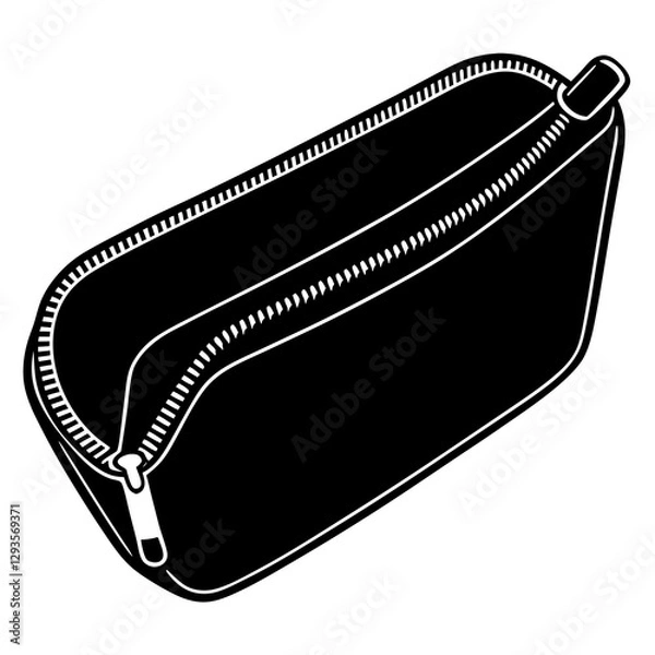 Fototapeta Pencil case with open zipper silhouette vector illustration 