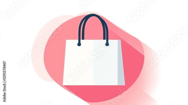 Fototapeta White paper shopping bag icon ,illustration with a white background. A simple design with no shadows or reflections