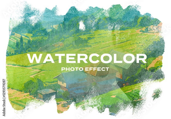 Fototapeta Watercolor Painting Paint Drawing Art Photo Effect Paper Texture Template Mockup Overlay Style