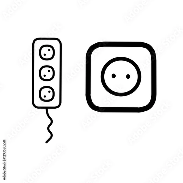 Fototapeta Vector illustration of a power plug. Electric socket outline concept. 