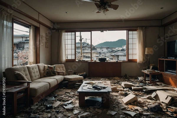 Obraz 地震後の部屋の中