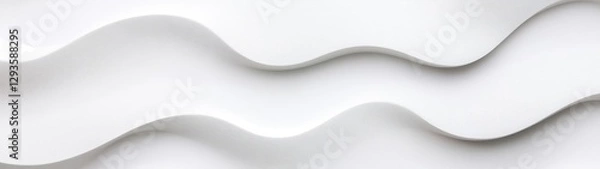 Fototapeta White Curved Waves on Smooth Surface Creating Abstract Background