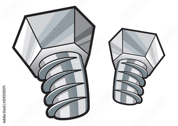 Fototapeta Set a screw in cartoon style