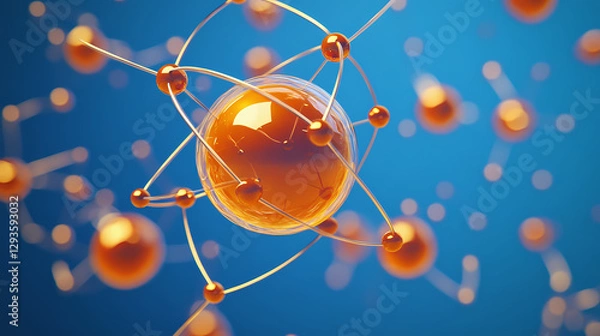 Fototapeta 3D Atomic Structure with Glowing Core