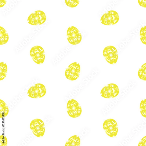 Fototapeta Yellow Easter eggs vector seamless pattern. Easter wrapping paper, packaging design, print, backdrop