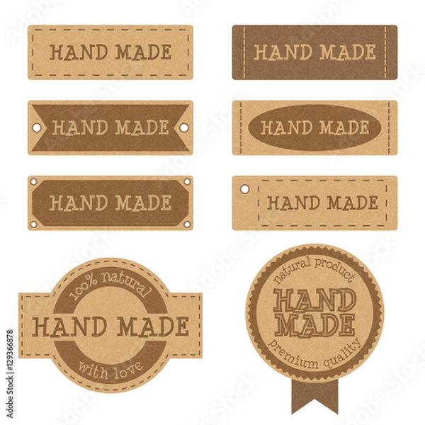 Obraz Set of vintage cardboard badges, tags and labels for hand made products