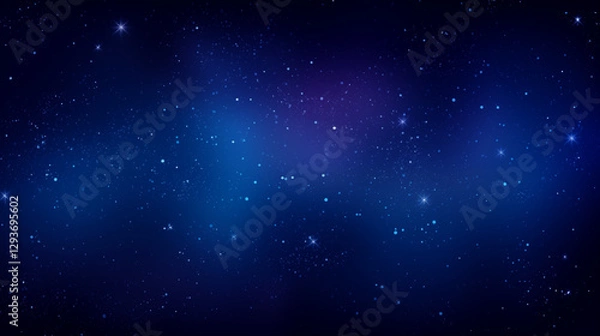 Fototapeta Fond texturé, paysage, effet galaxie, univers, cosmos. Couleurs bleu violet et noir, aurore boréale. Effet texture étoilé, brillant et flou. Conception et création graphique, bannière.	