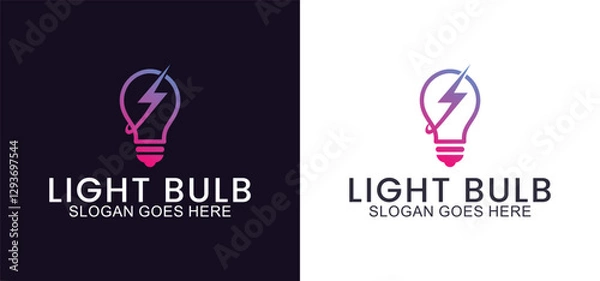 Obraz light bulb vector logo, Colorful light bulb design with symbol of technology, creativity, energy and light bulb shop