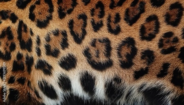 Fototapeta Closeup Texture of a Wild Leopard Skin Background with Retro Design Elements, Embracing Real Fur and Modern Wildlife Artistry in a Captivating CloseUp Shot.