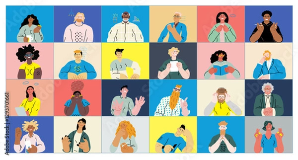 Fototapeta Creative Workspace: Video Conference, modern flat vector concept illustration of person engaging in virtual business meeting Connectivity, collaboration, digital interaction, remote work, productivity
