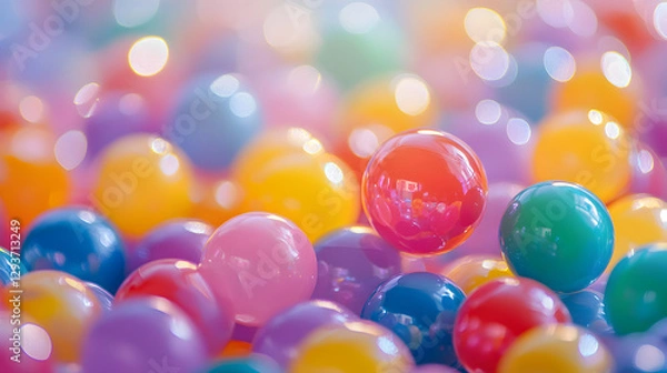 Obraz un fondo creativo con pelotas de colores vibrantes y divertidos alegres para cumpleaños o dia del niño fondo de concepto infantil colorido