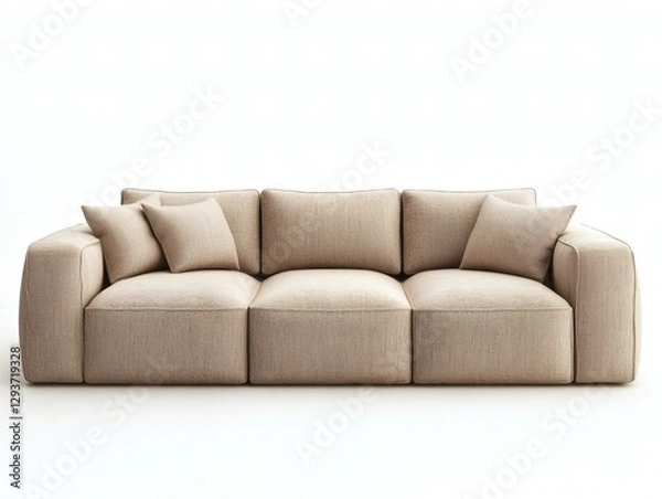 Fototapeta A Beige Couch in a Serene Setting
