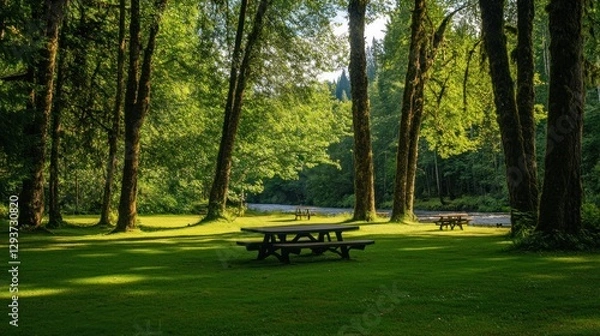 Obraz Serene River Picnic