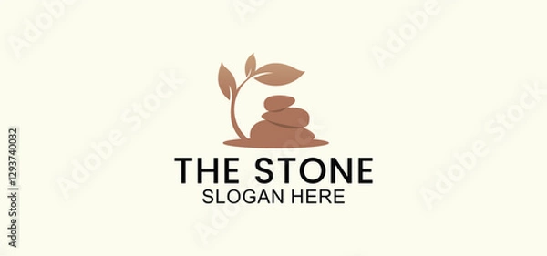 Obraz natural stone vector logo, smooth stone logo template designed for spa, fitness, beauty salon and meditation symbol design with modern minimalist, elegant and clean style