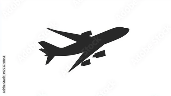 Fototapeta Vector illustration of an aeroplane icon. Vector plane icon silhouette for mobile and web applications. Black sign for flight transport. Clipart of an isolated aeroplane sign
