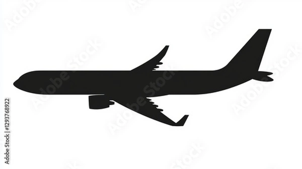 Fototapeta Vector illustration of an aeroplane icon. Vector plane icon silhouette for mobile and web applications. Black sign for flight transport. Clipart of an isolated aeroplane sign