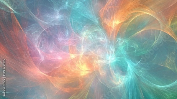 Fototapeta Abstract Whimsical Pastel Nebula: A Digital Artwork of Celestial Dreamscapes