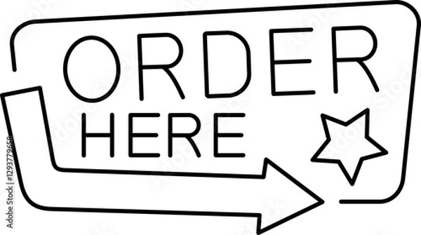 Obraz Order Here Line Style