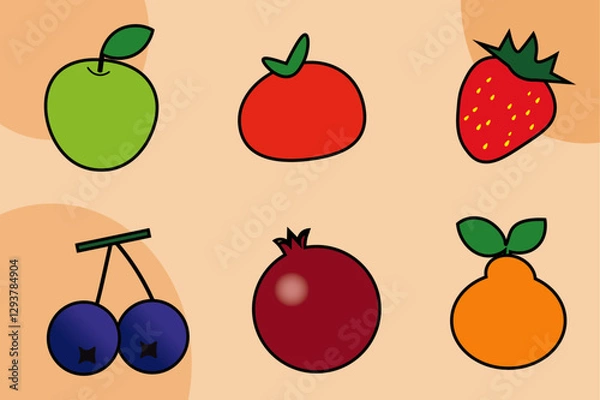 Fototapeta 라인 있는 과일 모음집